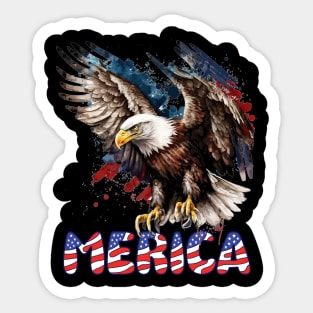 4th Of July Patriotic USA Flag Bald Eagle Merica Sticker